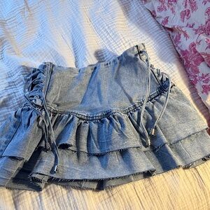 BRAND NEW AKIRA | y2k ruffle denim mini skirt